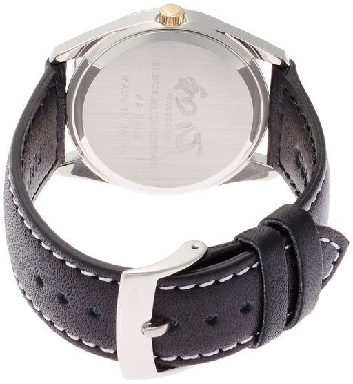 WACOCORO Watch WA-001M-D Men's Black Leather Band Silver Brass Case Japan Style_2