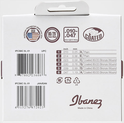 Ibanez Acoustic Guitar 80/20 Bronze EWP dedicated coated Nickel string IPCS6C_2