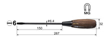 VESSEL Wood Compo Tang-Thru Screwdriver Woody B-330 -6x150 267mm Made in Japan_2