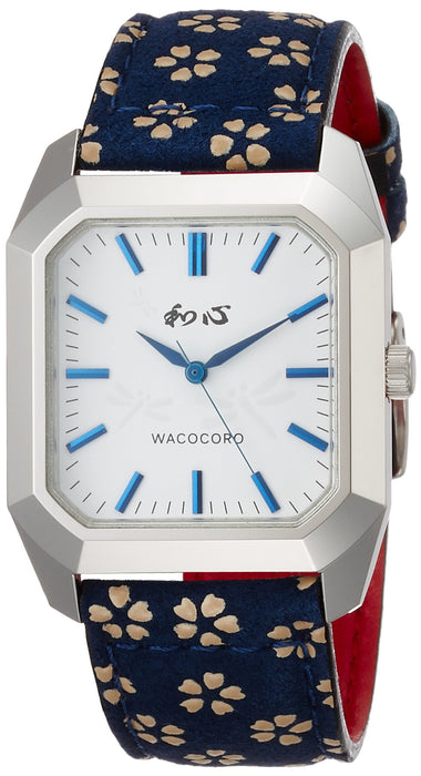 WACOCORO Watch WA-002M-J Men's Blue Leather Band Silver Brass Case Made in Japan_1