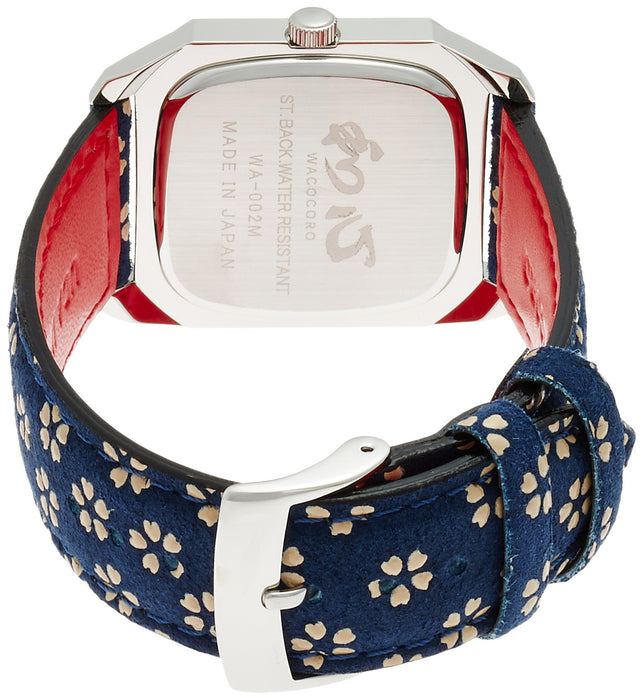 WACOCORO Watch WA-002M-J Men's Blue Leather Band Silver Brass Case Made in Japan_2