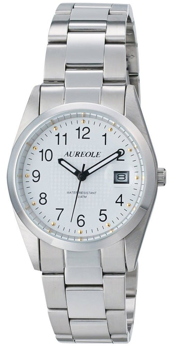 Aureole Watch SW-591M-C Men's Silver Stainless Steel Band Case Date Indicator_1
