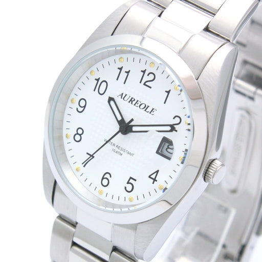 Aureole Watch SW-591M-C Men's Silver Stainless Steel Band Case Date Indicator_2