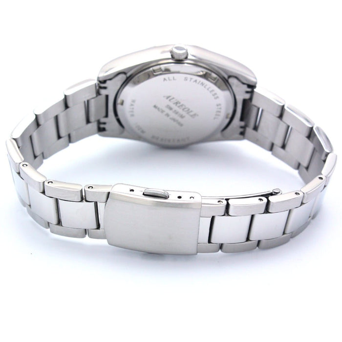 Aureole Watch SW-591M-E Men's Silver Stainless Steel Band Case Date Indicator_3