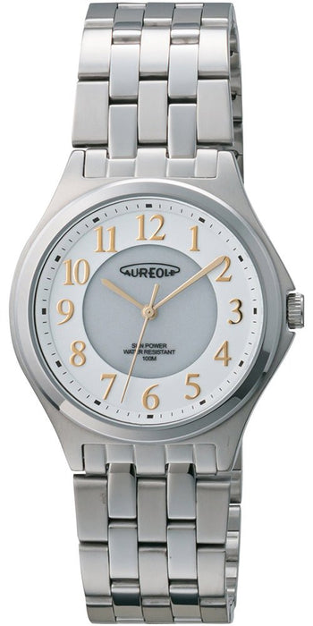 Aureole Watch SW-593M-03 Men's Silver Stainless Steel Band Case White Illumi._1