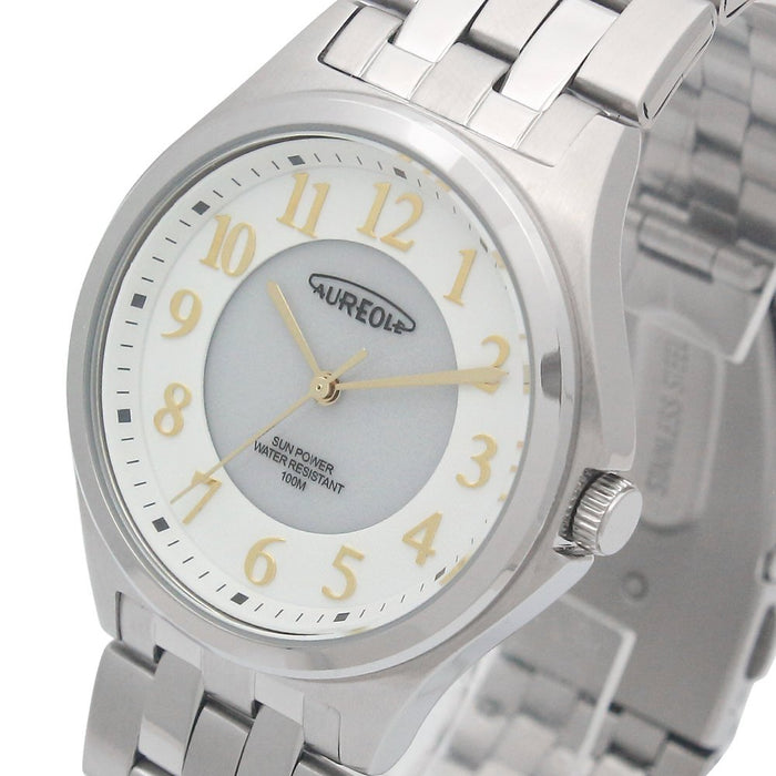 Aureole Watch SW-593M-03 Men's Silver Stainless Steel Band Case White Illumi._2