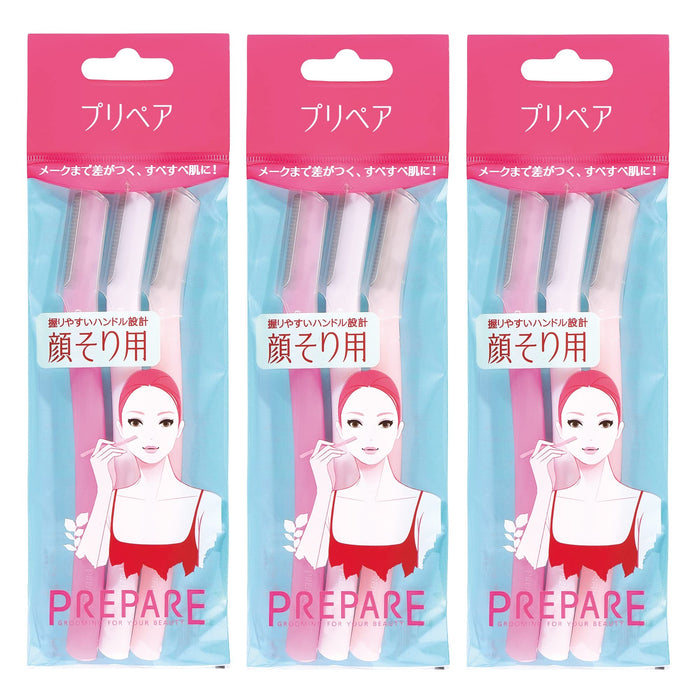 Prepare face shaving Razor L size Pack in 3 pieces x 3 packs Made in Japan NEW_1