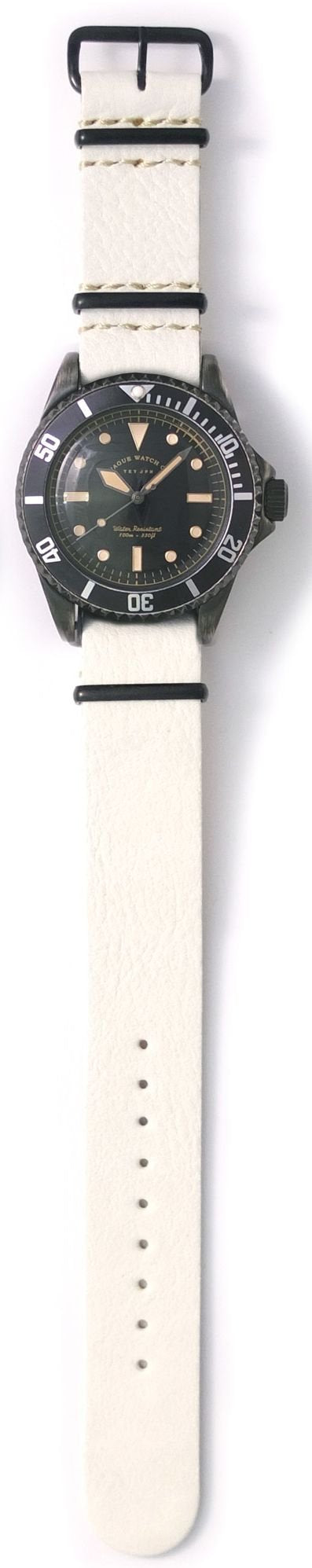VAGUE WATCH Co. Watch BLK SUB GUIDI&ROSELLINI NATO Belt White BS-L-N003 NEW_2