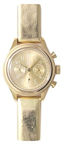 VAGUE WATCH Co. Watch 2EYES Chronograph 2C-L-007 Gold Leather Band StainlessCase_1