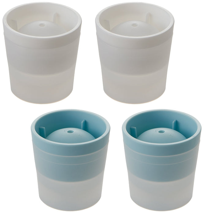 Like-it ice ball maker set of 4 White & Blue 7.5x7.5cm STK-06L Made in Japan NEW_1