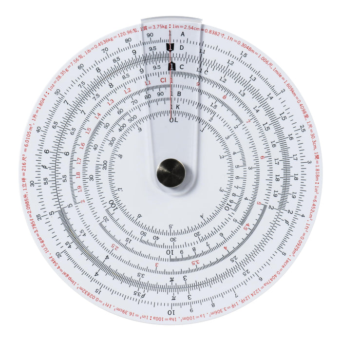CONCISE Circular slide rule No.480 Made in Japan 100836 PVC 105mm Black Text NEW_2