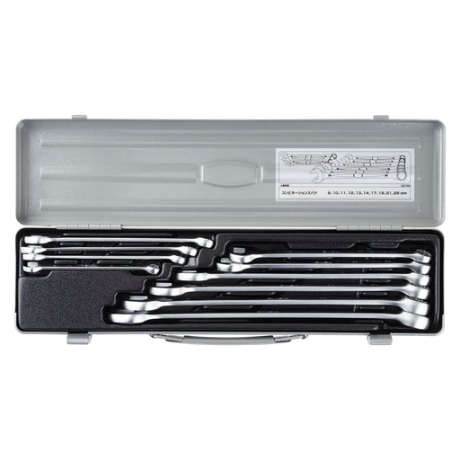 TONE Combination Spanner Set CS100 Silver Contents Set of 10 Made in Japan NEW_1