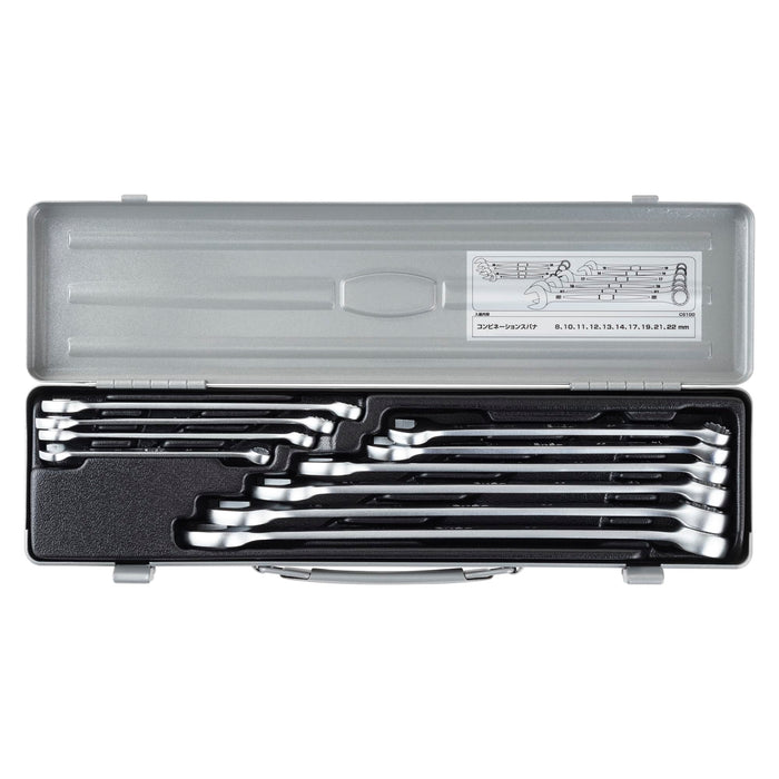 TONE Combination Spanner Set CS100 Silver Contents Set of 10 Made in Japan NEW_1