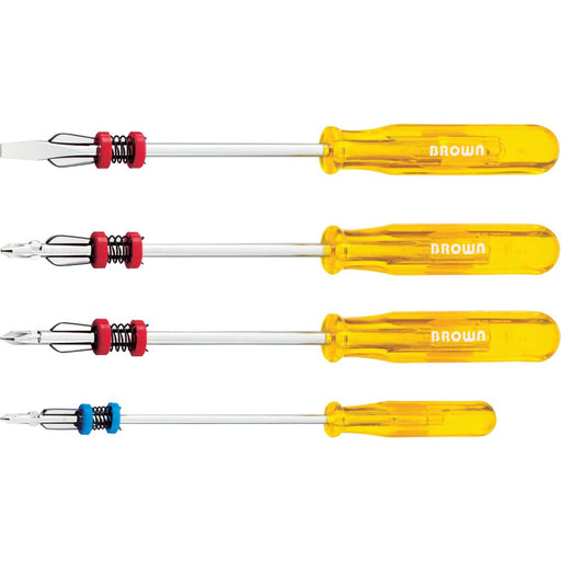 BROWN D-12SET Screw Catch Holding Driver Set #00,#0,#1, SLOTTED4.3mm Yellow NEW_1
