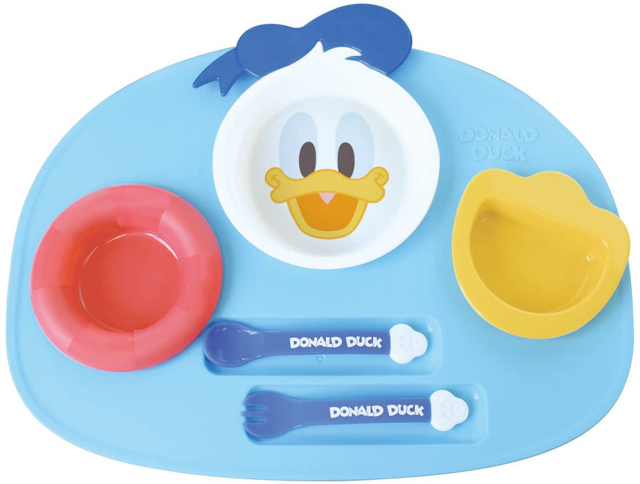 Donald Duck Disney Baby Feeding Tray plate with fork spoon Blue Microwave Safe_1