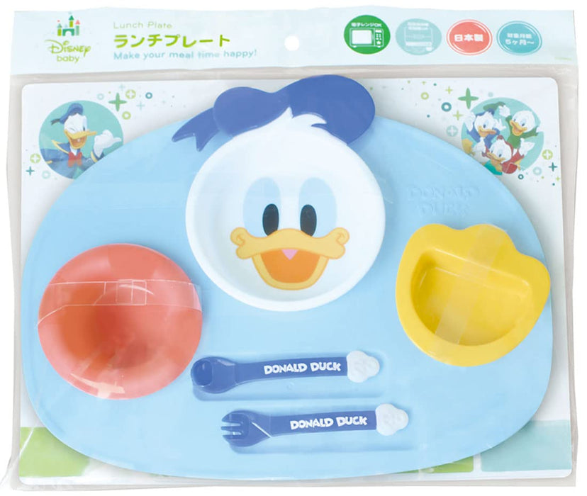 Donald Duck Disney Baby Feeding Tray plate with fork spoon Blue Microwave Safe_2