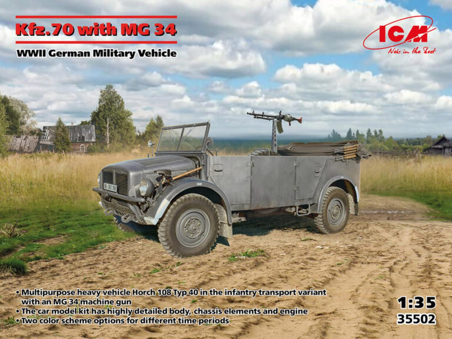 ICM 1/35 Kfz.70 with MG 34 WWII German military vehicle Model Kit 35502 NEW_7