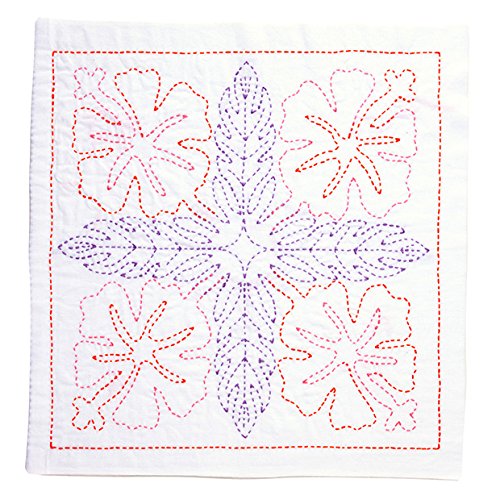 TULIP Embroidery Kit Sashiko SASHIKO WORLD Hawaii hibiscus KSW-001 Thred, Needle_1
