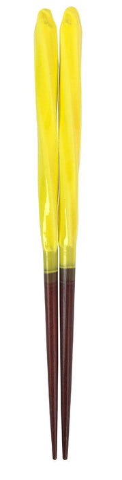 Aoba Chopsticks Natural Wood Twisted Candy Yellow 18cm Made in Japan Acrylic NEW_1
