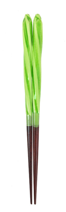 Aoba Chopsticks Natural Wood Twisted Candy Yellow Green 18cm Made in Japan NEW_1