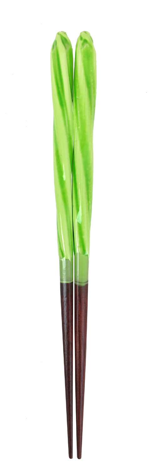 Aoba Chopsticks Natural Wood Twisted Candy Yellow Green 18cm Made in Japan NEW_1