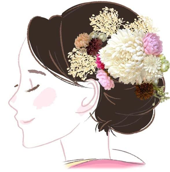 Hair ornament Set of 6-piece kk-001 White Chirimen Tsumami crafts Made In Japan_1