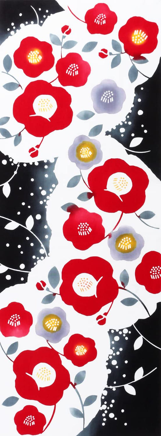 KOMESICHI COLLECTION Airashika Japanese Tenugui Towel Winter Camellia January_1