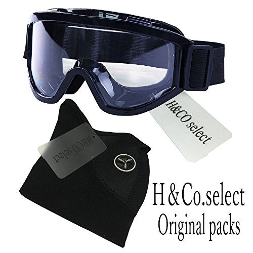 H Co.select clear lens goggle & face mask set Shock Resistant black HS-GOG01MS_3