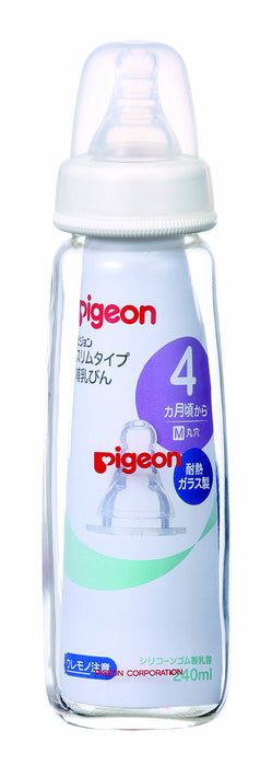 Pigeon Heat-resistant glass 240ml Slim type baby bottle w/ Silicon Nipple ‎00363_1