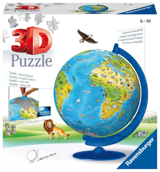 Ravensburger 3D Puzzle Animal Globe 187 Pieces Plastic with Stand, Workbench NEW_1
