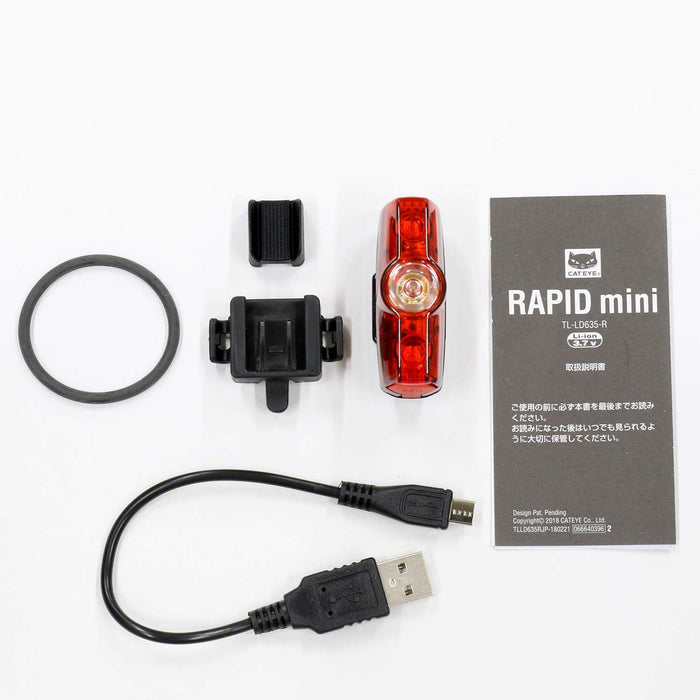 CatEye Rapid Mini Rear Light TL-LD635-R 25 Lumens Red Battery Powered USB NEW_3
