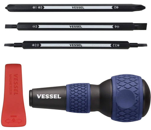 VESSEL PROKON Ball Grip Screwdriver set 220W-BC3B Blue/Black Made in JAPAN NEW_1