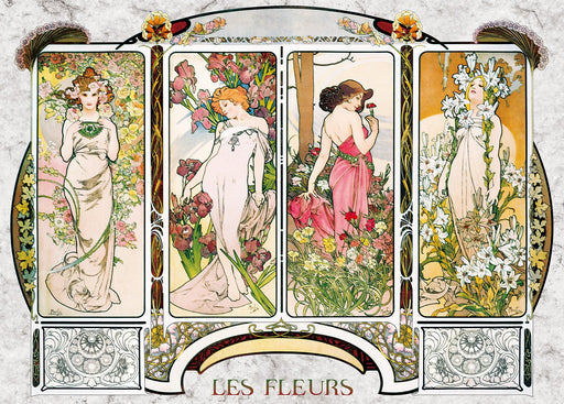 Alfons Mucha LES FLEURS Four Flower Super Small 2000 Piece Puzzle Epoch 54-007_1