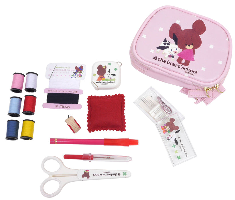Misasa The bear's school character sewing kit pink zipper pouch round type 1764_1