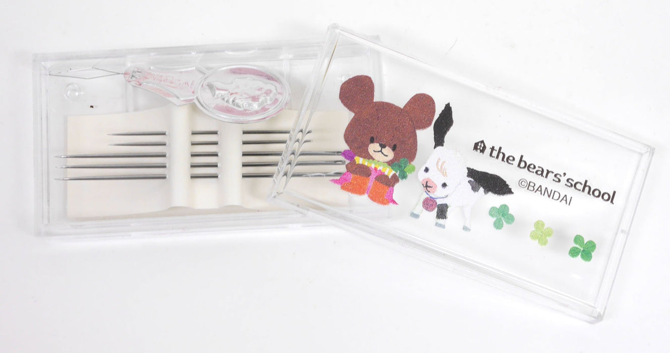 Misasa The bear's school character sewing kit pink zipper pouch round type 1764_5