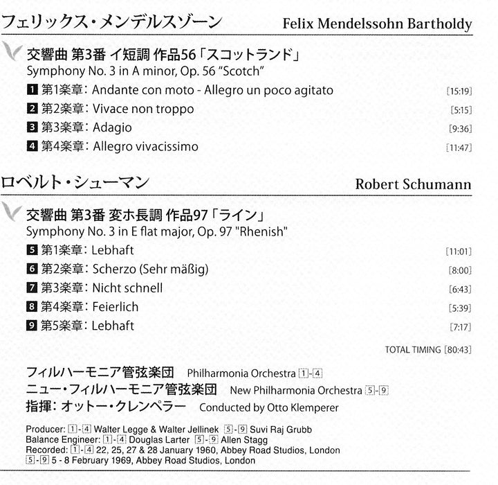 [SACD] Mendelssohn Symphony No.3 Scotch, Rhenish: Klemperer Ltd/ed. ESSW90159_3