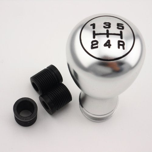 Universal Car Manual Gear Shift Knob Lever Shifter Round 5-Speed Aluminum Silver_1
