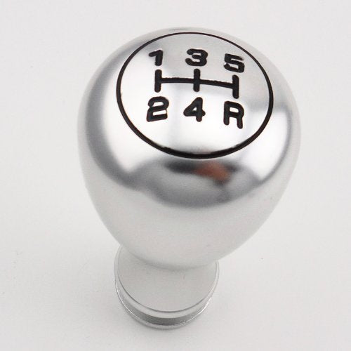 Universal Car Manual Gear Shift Knob Lever Shifter Round 5-Speed Aluminum Silver_4
