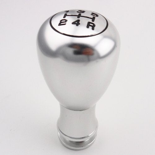 Universal Car Manual Gear Shift Knob Lever Shifter Round 5-Speed Aluminum Silver_5