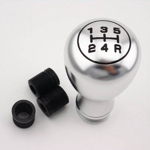 Universal Car Manual Gear Shift Knob Lever Shifter Round 5-Speed Aluminum Silver_6