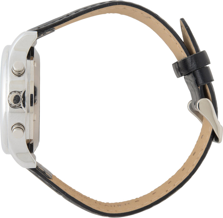 Valentino Rudy Watch VR-575 Black Leather Band Metal Case Radio Controlled NEW_3