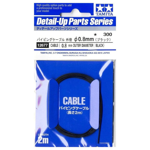 Tamiya Detail Up Parts No.77 Piping Cable 0.8mm Black for Plastic Models 12677_2