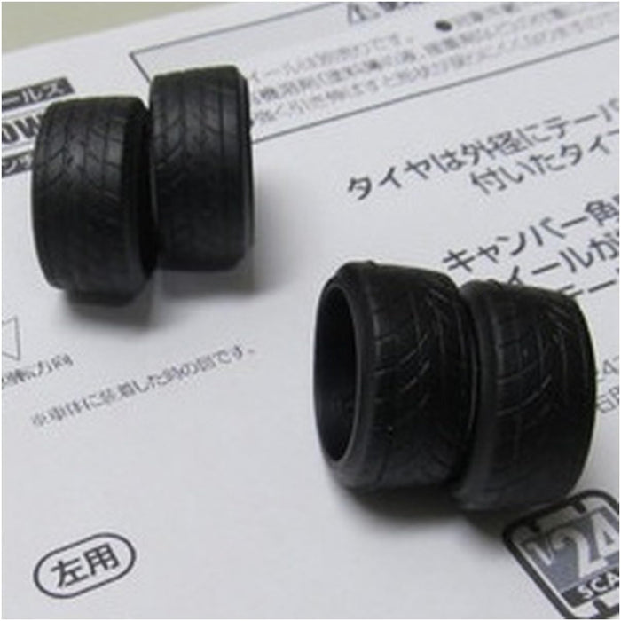 Asuka Model 1/24 scale OW-08 Orange Wheels Tire Set of 4 Pieces Stretch NEW_4