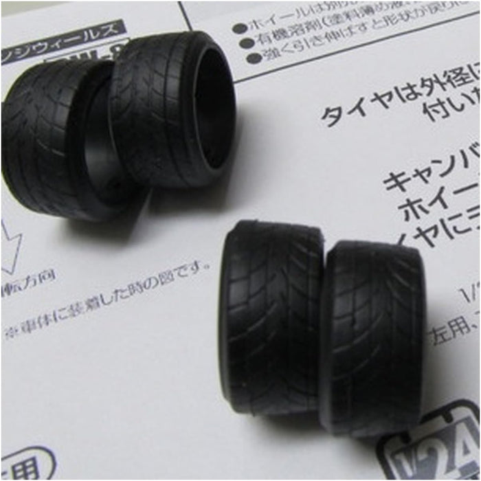 Asuka Model 1/24 scale OW-08 Orange Wheels Tire Set of 4 Pieces Stretch NEW_5