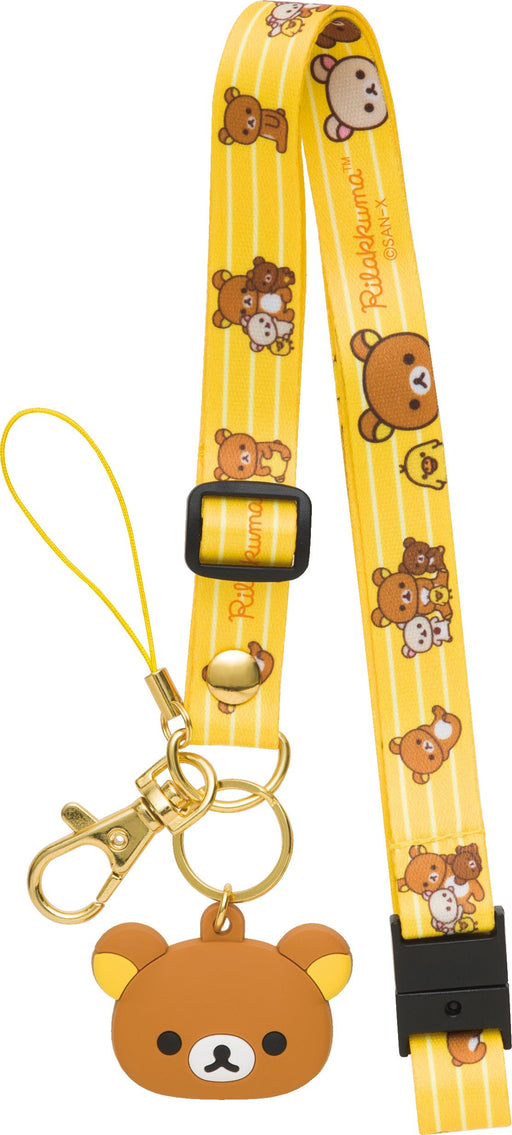 San-X Rilakkuma neck strap Rilakkuma AY21801 400x15mm Polyester PVC Belt NEW_1