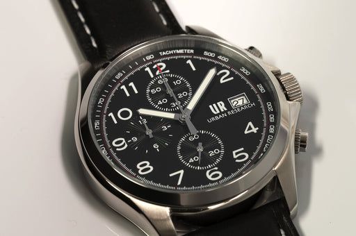 URBAN RESEARCH Watch UR003-01 Men's Black Leather Band Stainless Steel Case NEW_2