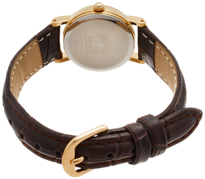 CITIZEN Q&Q Falcon QA63-103 Analog Women's Wrist watch Brown Leather Band NEW_2