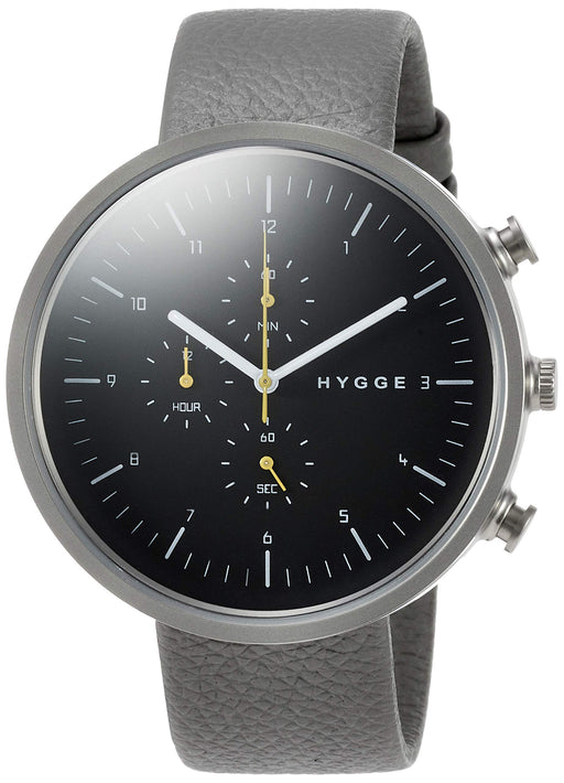 HYGGE Watch HGE020079 Men's Gray Leather Band Made in Japan Stainless Case NEW_1