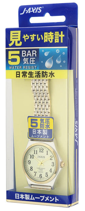 J-AXIS Watch NAG52-T Men's Gold Stainless Steel Band Alloy Steel Case 5 BAR NEW_2