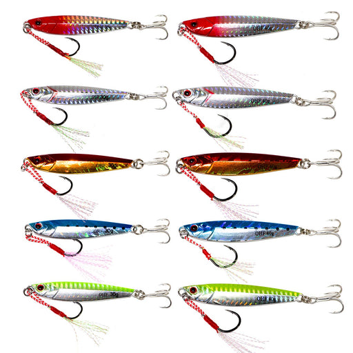 OHF metal jig set 30g / 40g 5 pcs each All 10 pcs with Assist Hook Fishing Lure_1